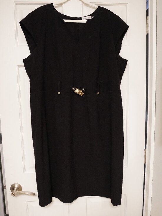 Calvin Klein Dresses & Skirts - Calvin Klein 20W Black Sheath Dress Gold Buckle Career Office Plus Size